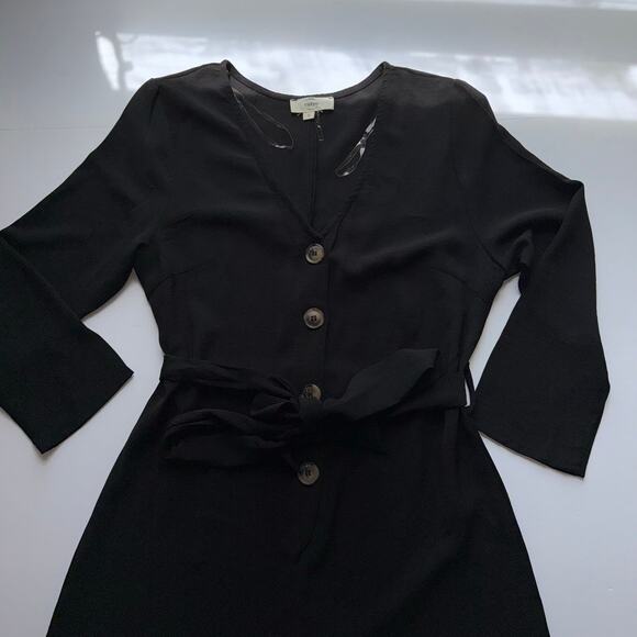 Entro Black Romper Women’s S Button Front Tie Waist 3/4 Sleeve One Piece Casual - Picture 7 of 16